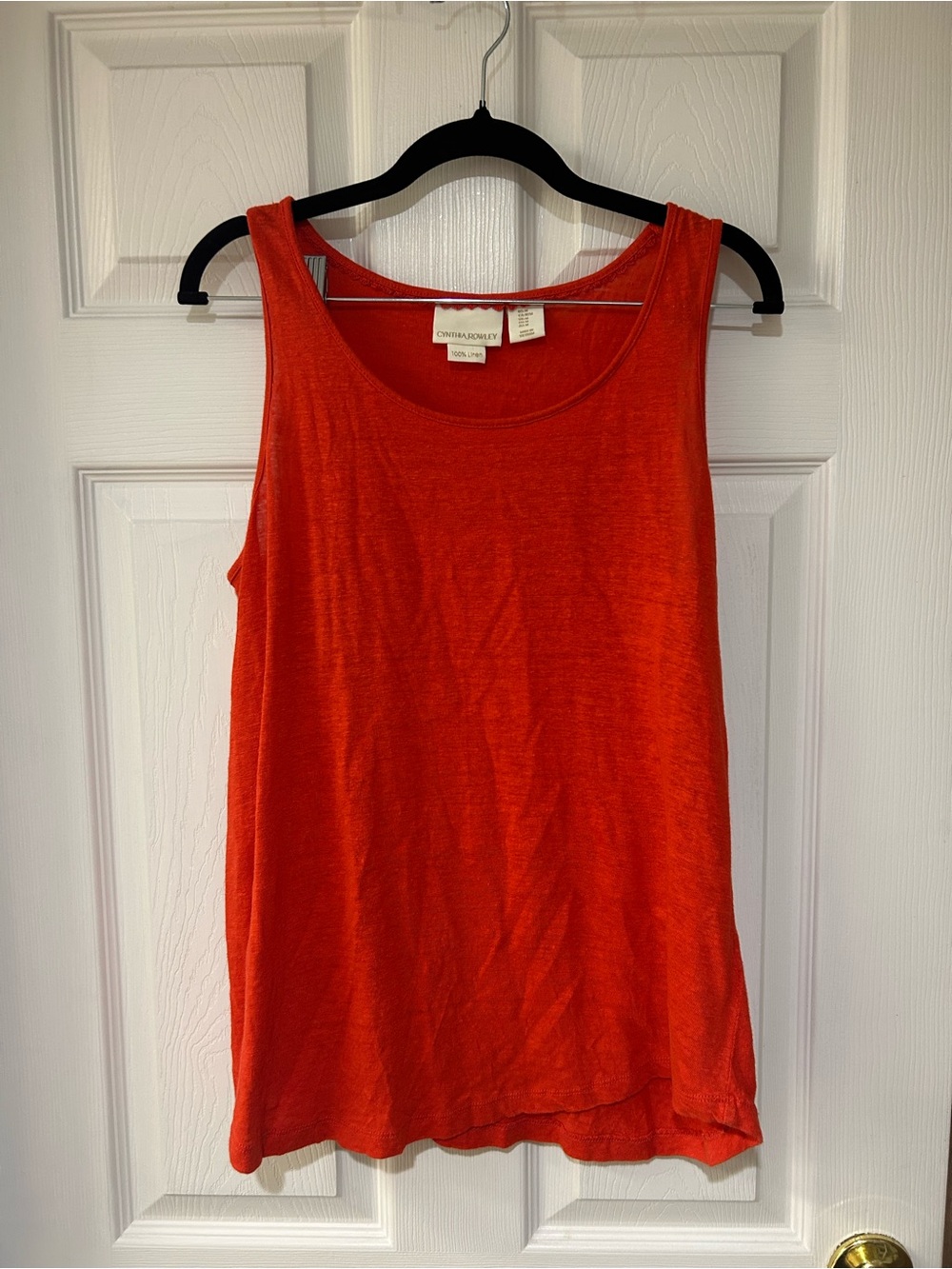 Cynthia Rowley Red Orange 100% Linen Tank Top size Medium Womens
